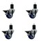 Service Caster 3'' Blue Poly Swivel 1-3/4'' Expanding Stem Caster Set with Brake, 4PK SCC-EX20S314-PPUB-BLUE-PLB-134-4 - alternate 1